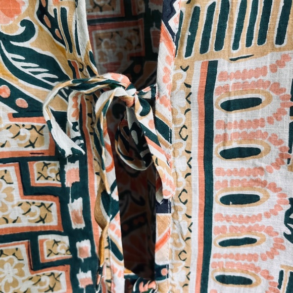 Bila•77 Sz S Thin Delicate Oversized Shirt in Boho Style Tie Fastener Patchwork - Picture 5 of 10